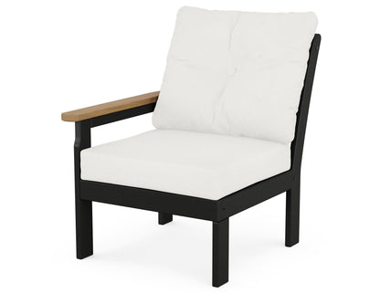 POLYWOOD® Vineyard Modular Left Arm Chair in Black / Natural / Natural Linen