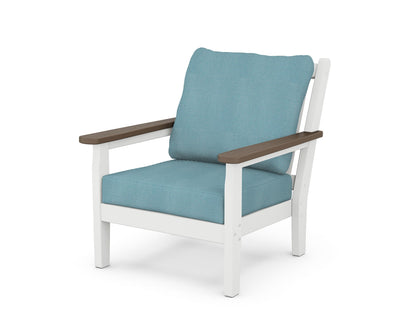 POLYWOOD® Chippendale Deep Seating Chair in White / Kona / Lattice Sky Blue