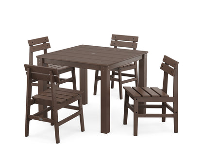 POLYWOOD® Modern Studio Plaza Chair 5-Piece Parsons Dining Set in Mahogany