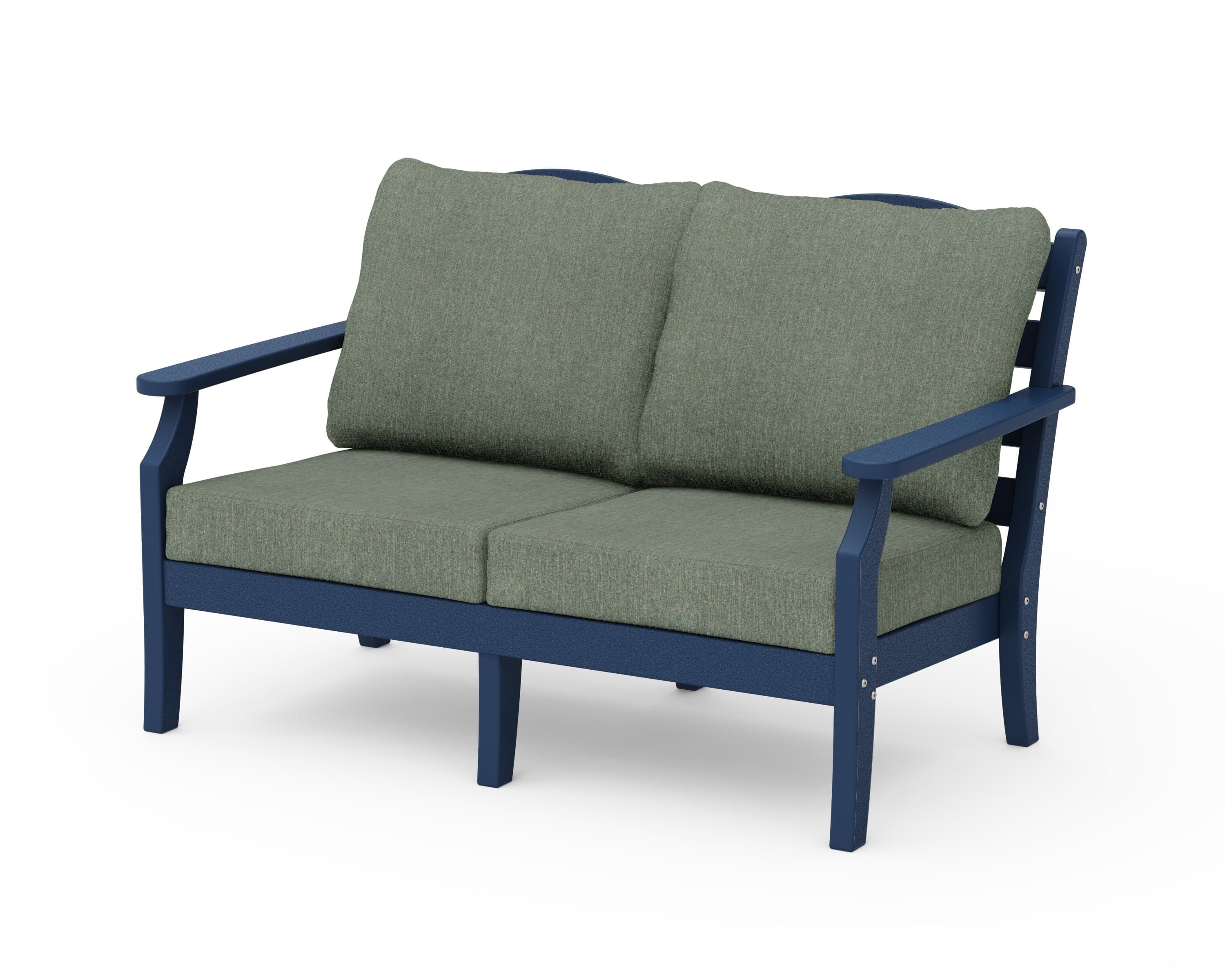 Draper James™ by  POLYWOOD® Savannah Deep Seating Loveseat in Navy / Cast Sage