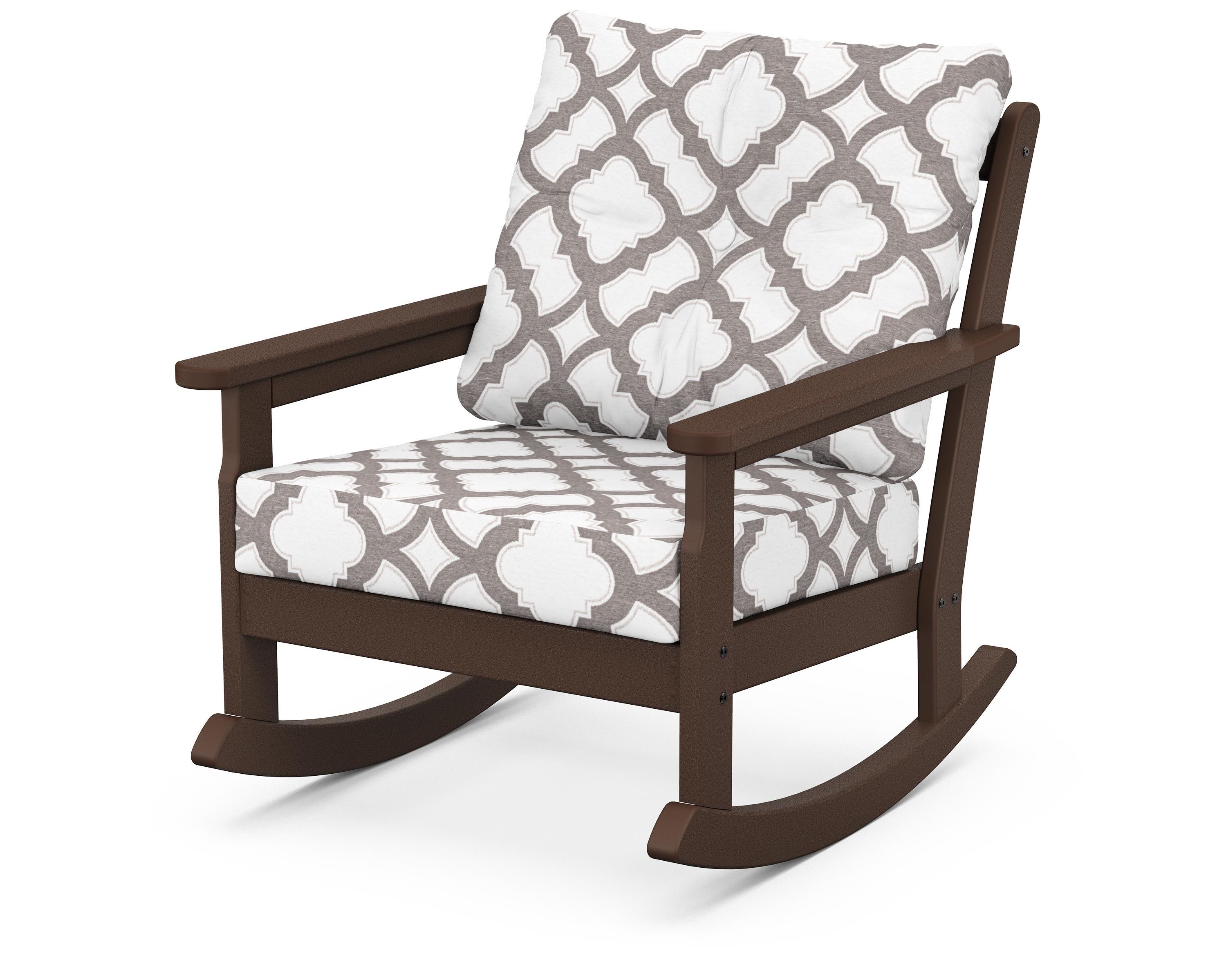 POLYWOOD® Vineyard Deep Seating Rocking Chair in Mahogany / Trellis Grey Mist
