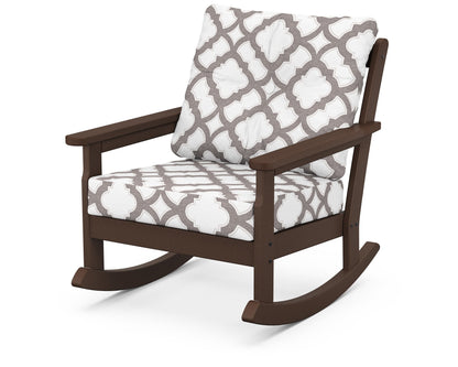 POLYWOOD® Vineyard Deep Seating Rocking Chair in Mahogany / Trellis Grey Mist