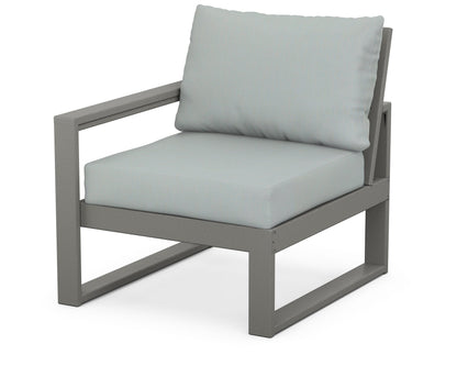 POLYWOOD® EDGE Modular Left Arm Chair in Slate Grey / Spa
