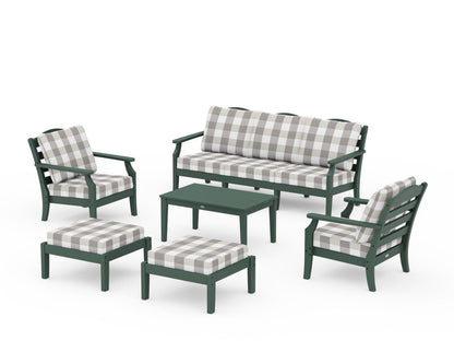 Draper James™ by  POLYWOOD® Savannah 6-Piece Lounge Sofa Set in Green / Buffalo Plaid Grey Mist