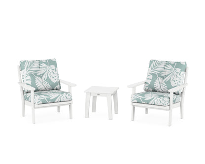 POLYWOOD® Mission 3-Piece Deep Seating Set in White / Leaf Glacier Spa