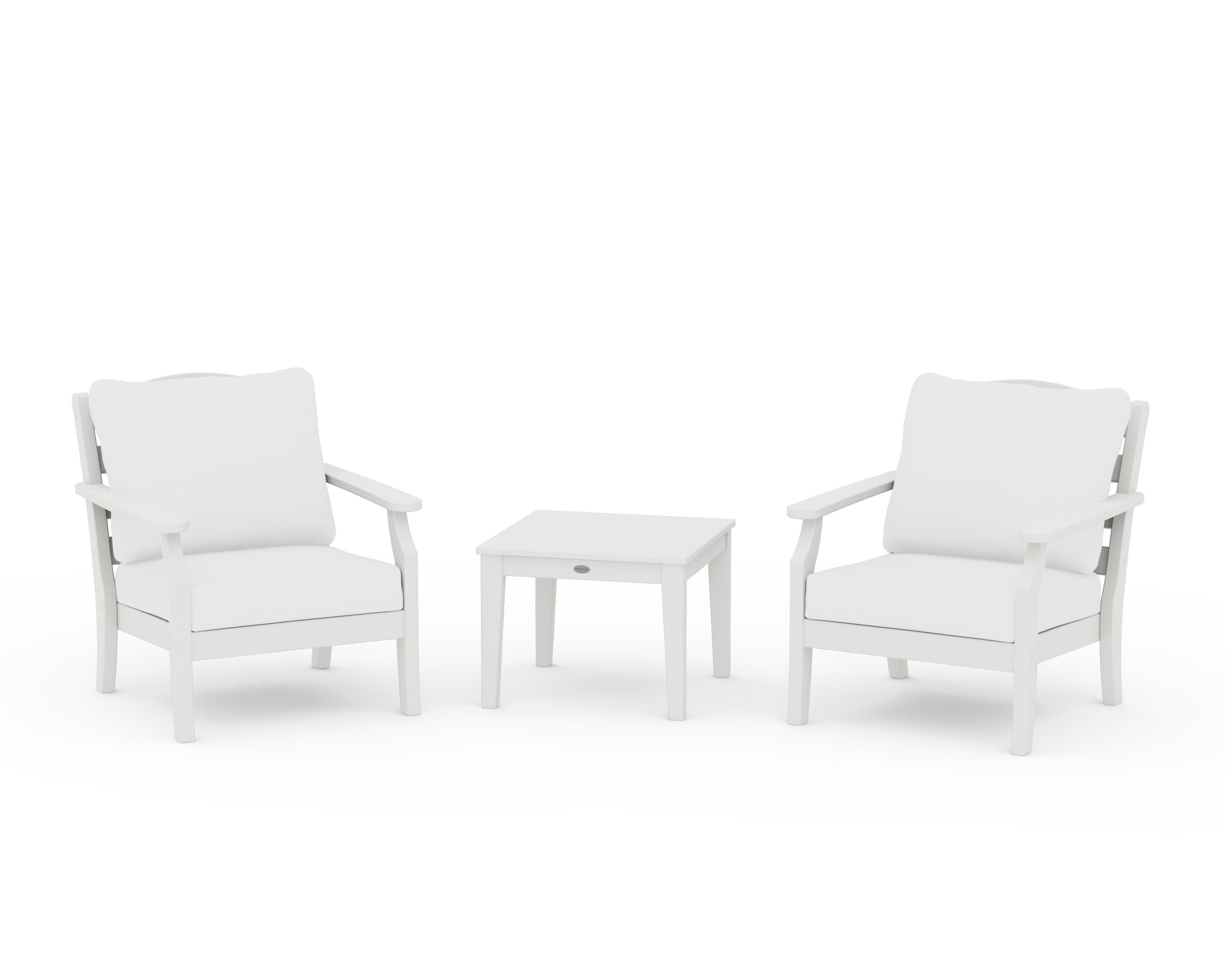 Draper James™ by  POLYWOOD® Savannah 3-Piece Deep Seating Set in Vintage White / Natural
