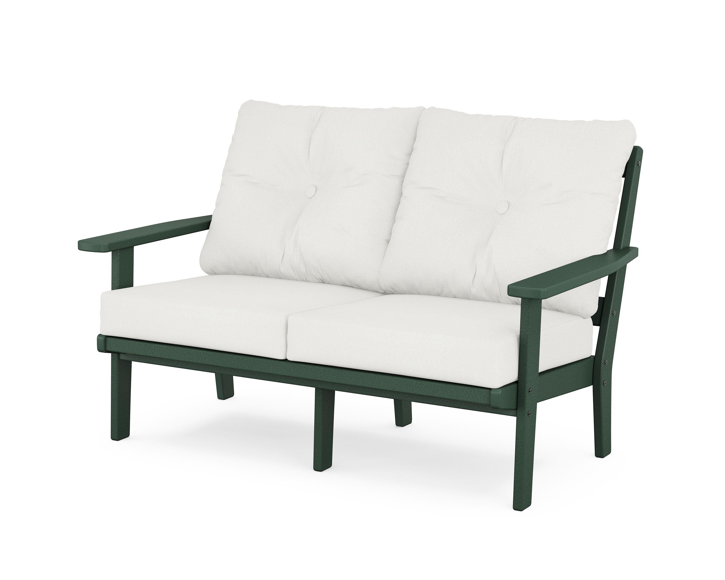 POLYWOOD® Oxford Deep Seating Loveseat in Green / Natural Linen