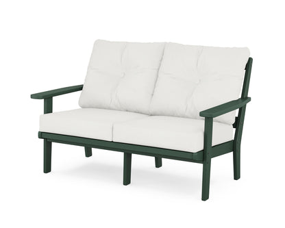 POLYWOOD® Oxford Deep Seating Loveseat in Green / Natural Linen