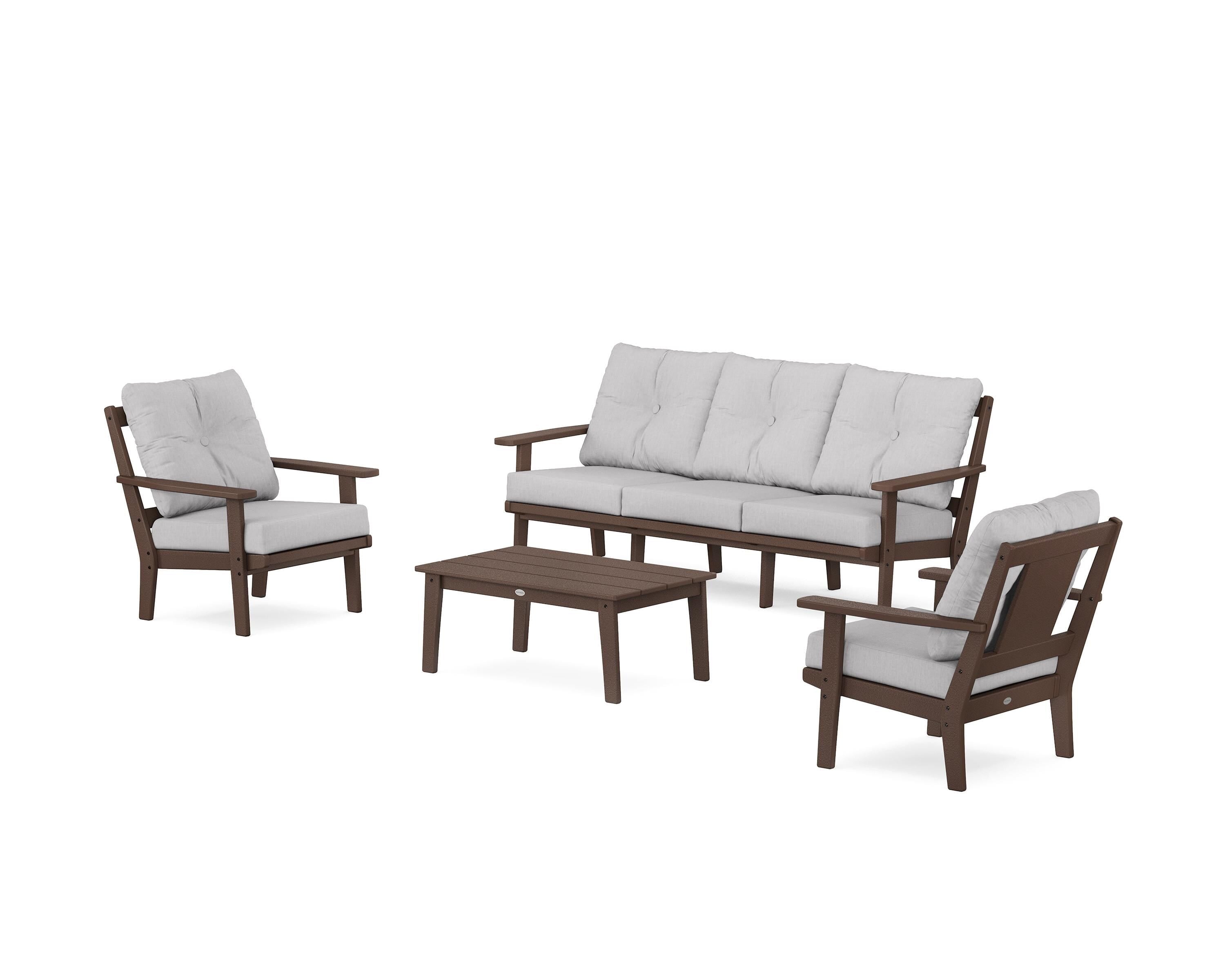 POLYWOOD® Prairie 4-Piece Deep Seating Set with Sofa in Mahogany / Granite