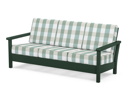 POLYWOOD® Harbour Deep Seating Sofa in Green / Buffalo Plaid Glacier Spa