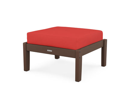 Martha Stewart by POLYWOOD® Chinoiserie Deep Seating Ottoman in Mahogany / Crimson Linen