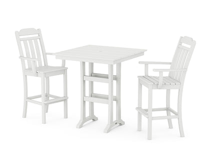 Country Living Cottage 3-Piece Farmhouse Bar Set with Trestle Legs in White