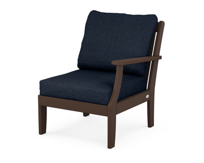 POLYWOOD® Braxton Modular Right Arm Chair in Mahogany / Marine Indigo