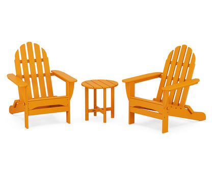 POLYWOOD® Classic Folding Adirondack 3-Piece Set in Tangerine