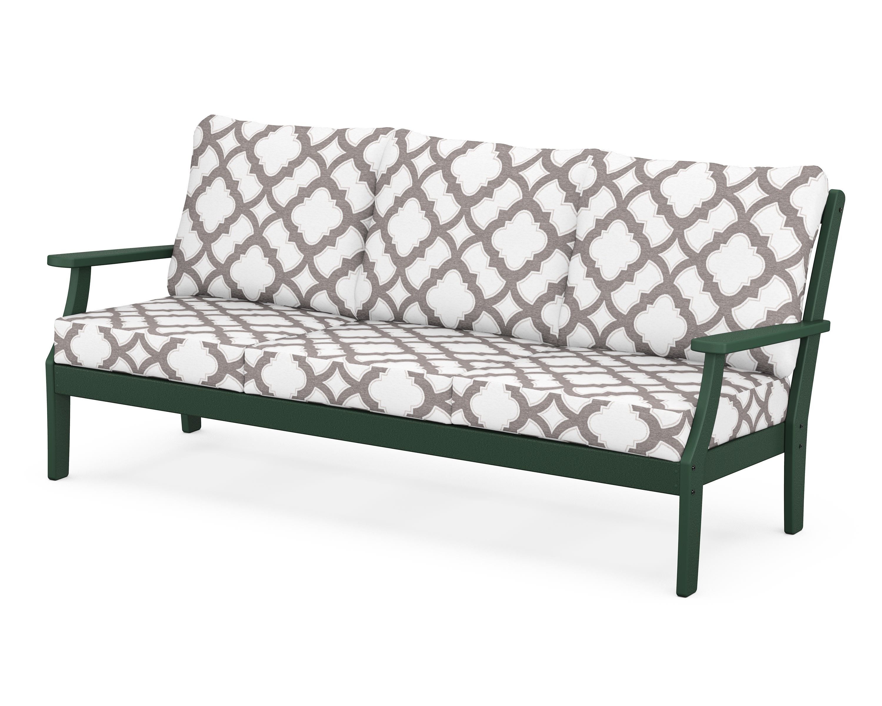 POLYWOOD® Braxton Deep Seating Sofa in Green / Trellis Grey Mist