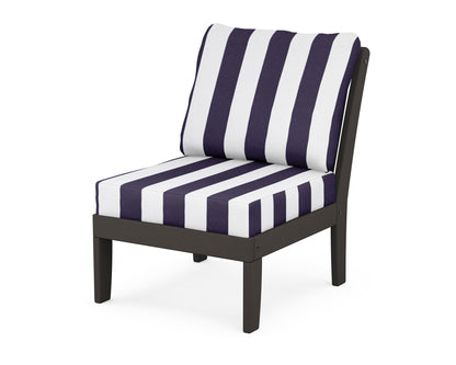 POLYWOOD® Braxton Modular Armless Chair in Vintage Coffee / Cabana Stripe Navy