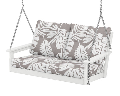 POLYWOOD® Vineyard Deep Seating Swing in White / Leaf Grey Mist