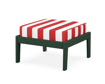 Unbranded Deep Seating Ottoman in Green / Cabana Stripe Crimson