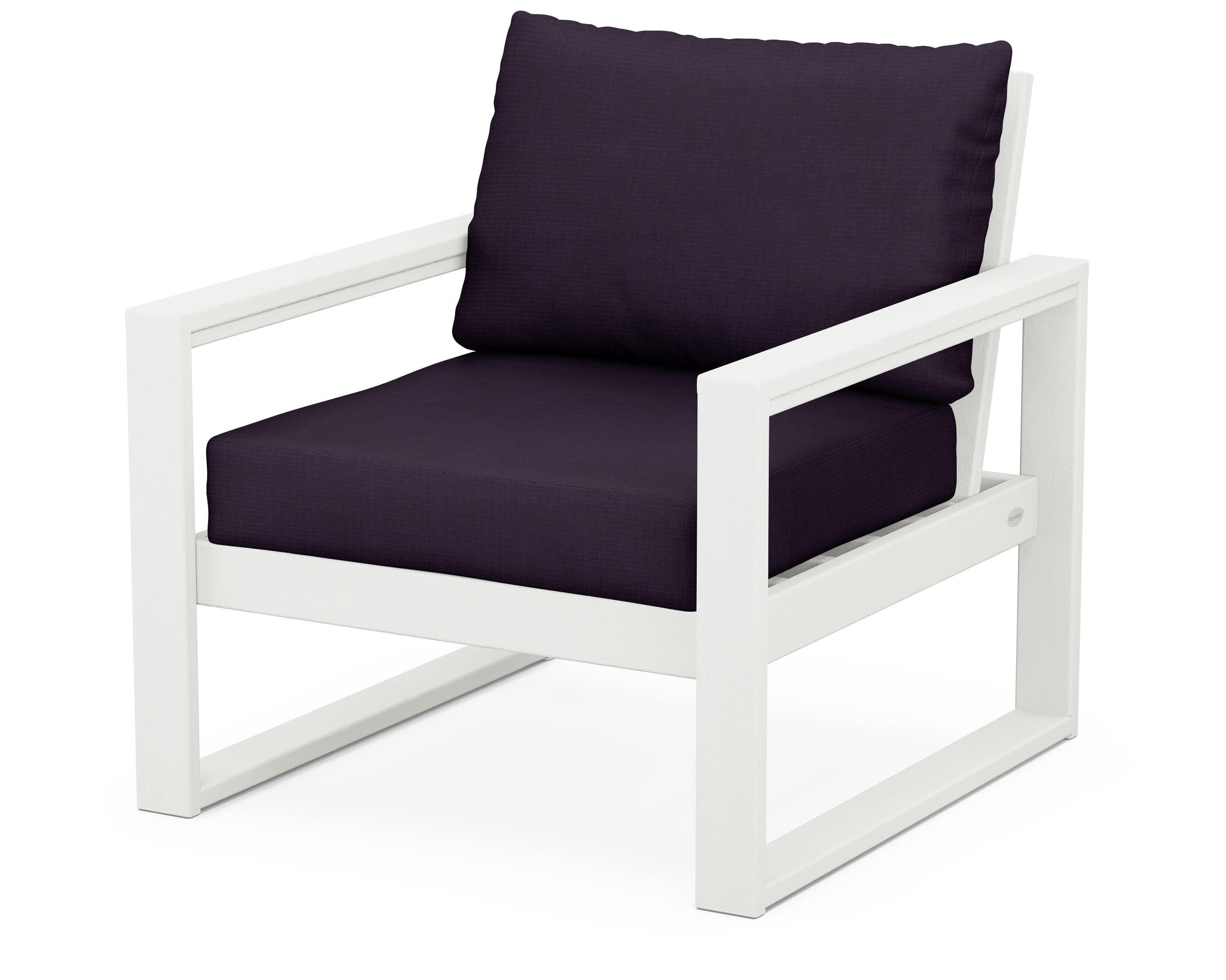 POLYWOOD® EDGE Club Chair in Vintage White / Navy Linen