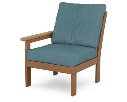 POLYWOOD® Vineyard Modular Left Arm Chair in Teak / Natural / Ocean Teal