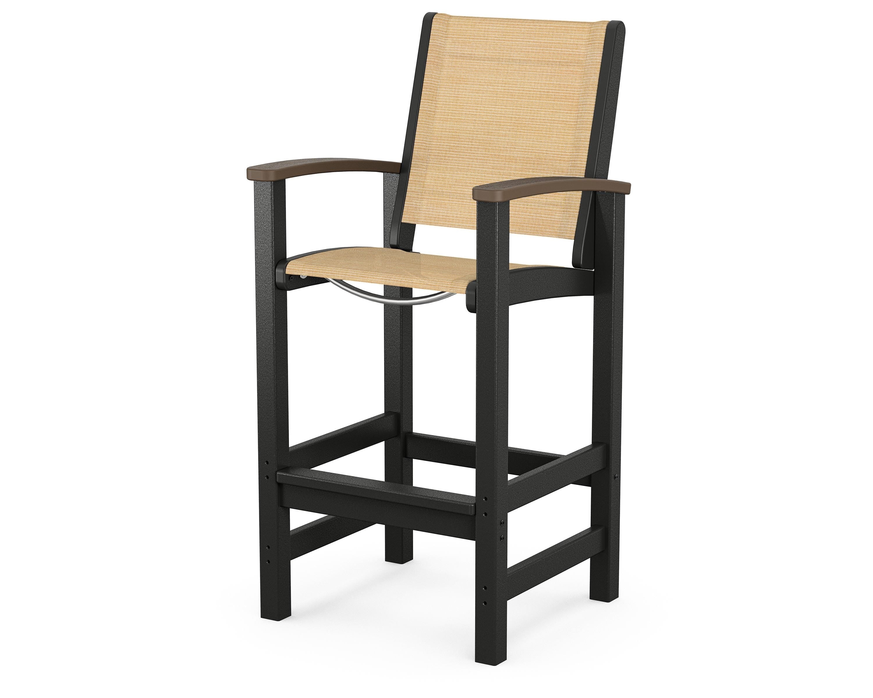POLYWOOD® Coastal Bar Chair in Black / Kona / Dupioni Apricot Sling
