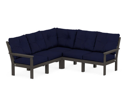 POLYWOOD® Vineyard 5-Piece Sectional in Vintage Coffee / Navy