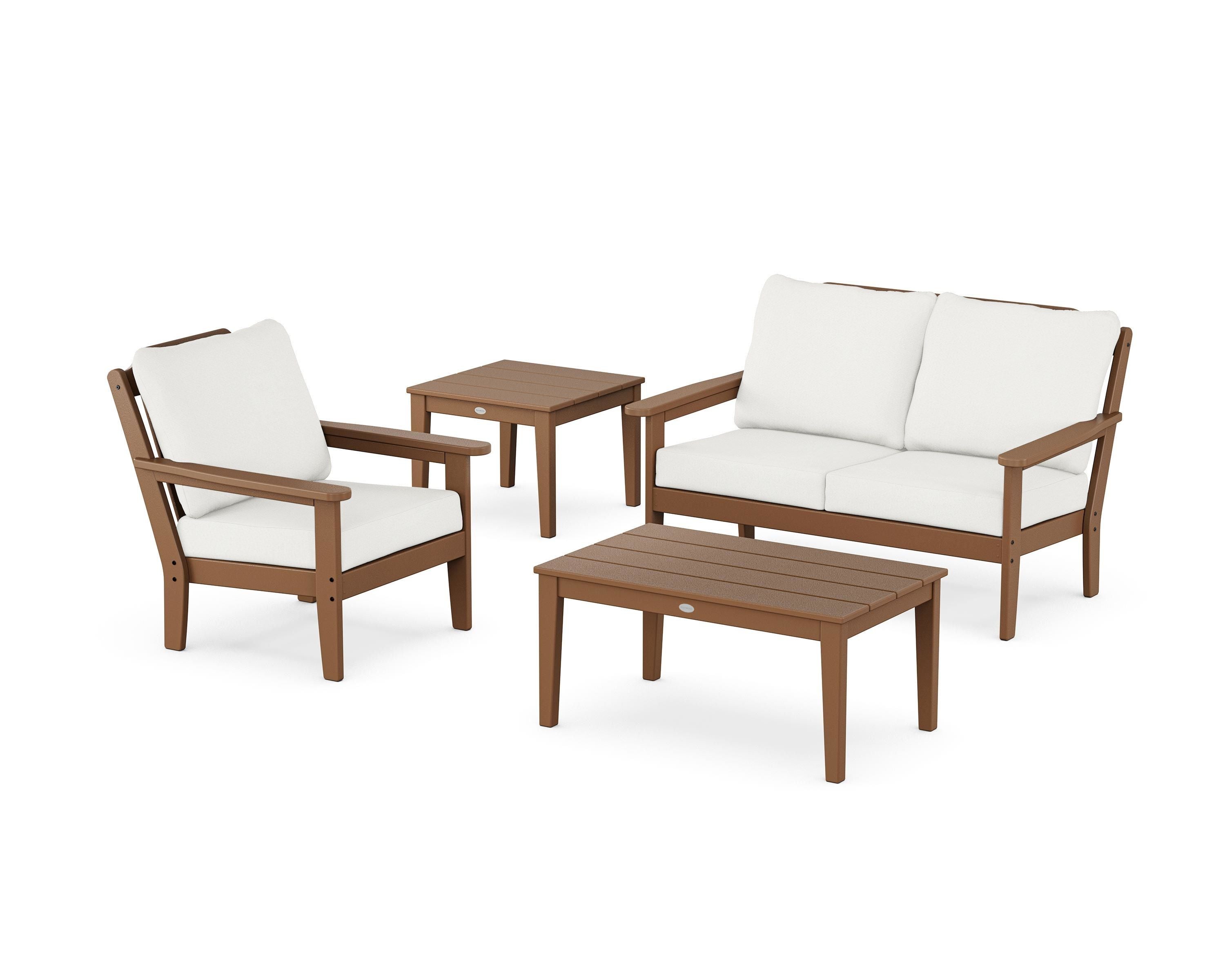 Country Living Wovendale 4-Piece Deep Seating Set in Teak / Natural Linen