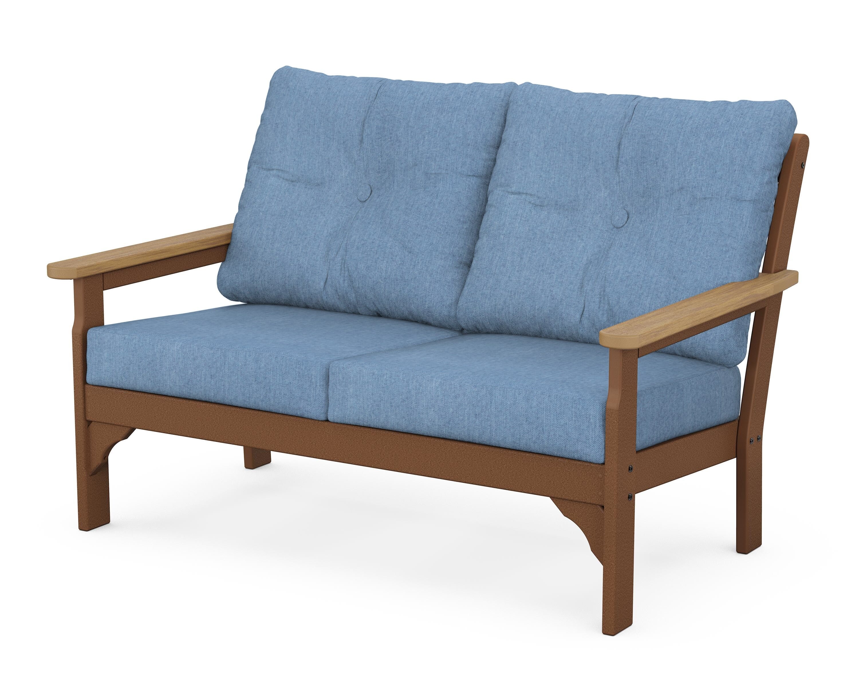 POLYWOOD® Vineyard Deep Seating Loveseat in Teak / Natural / Sky Blue