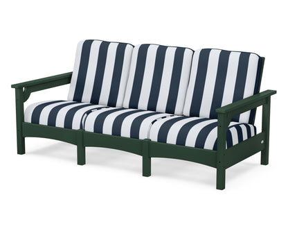 POLYWOOD® Club Sofa in Green / Cabana Stripe Marine Indigo