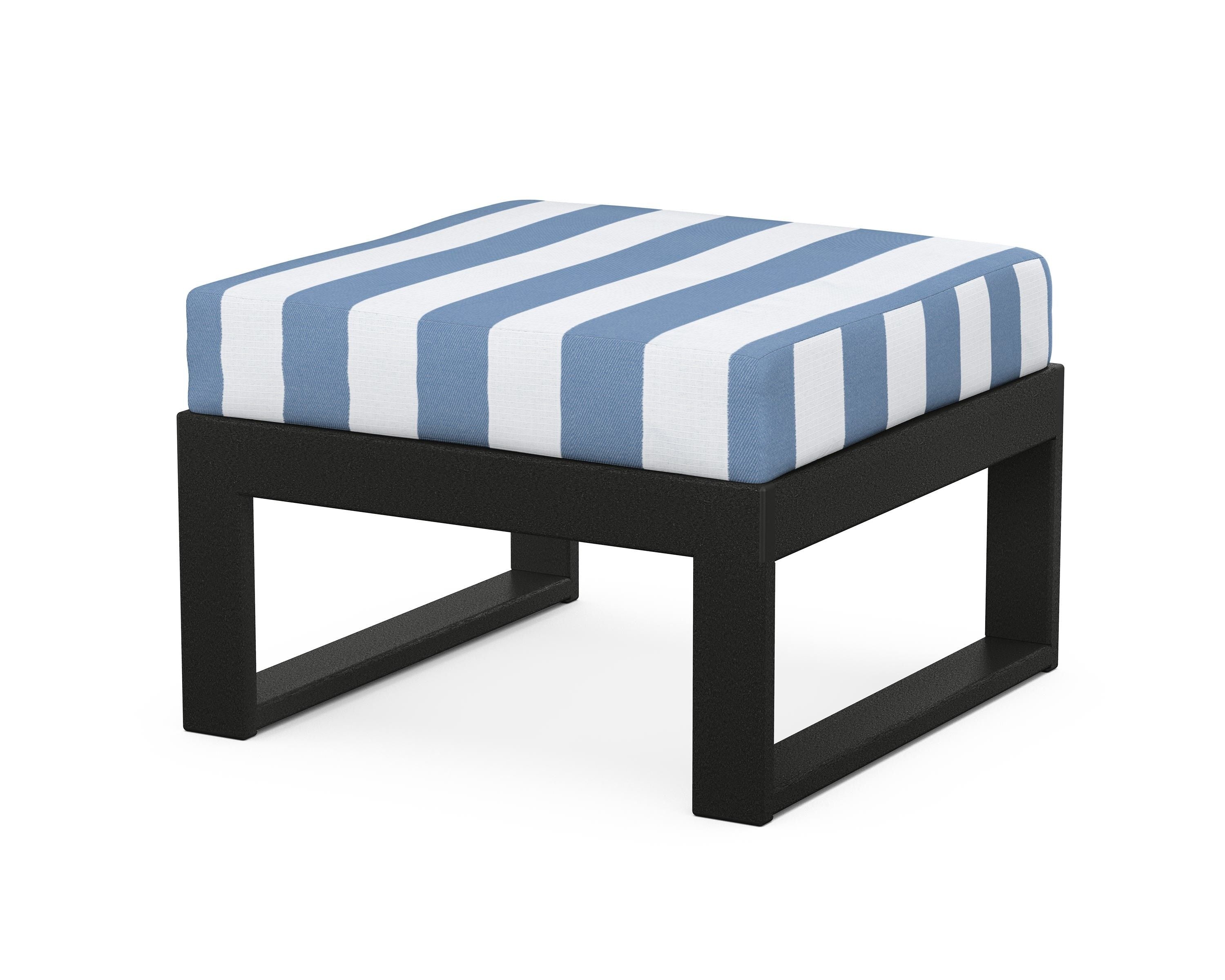 Unbranded Modular Ottoman - Modern in Black / Cabana Stripe Sky Blue