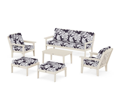 Country Living Cottage 6-Piece Lounge Sofa Set in Sand / Leaf Navy