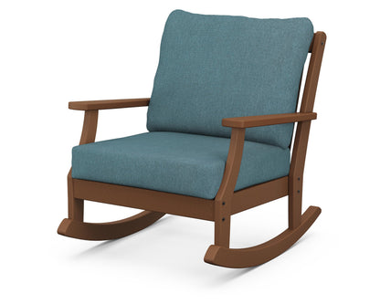 POLYWOOD® Braxton Deep Seating Rocking Chair in Teak / Ocean Teal