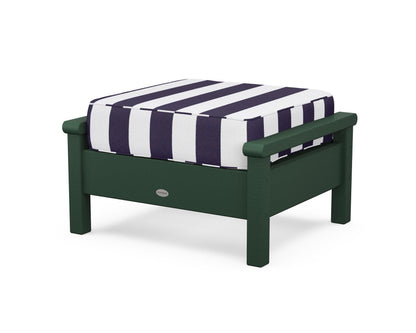 POLYWOOD® Harbour Deep Seating Ottoman in Green / Cabana Stripe Navy