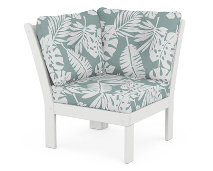 POLYWOOD® Vineyard Modular Corner Chair in White / Leaf Glacier Spa