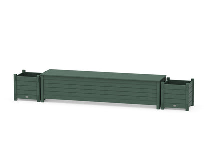 POLYWOOD® 72" Nautical Straight Planter Storage Bench Set in Green