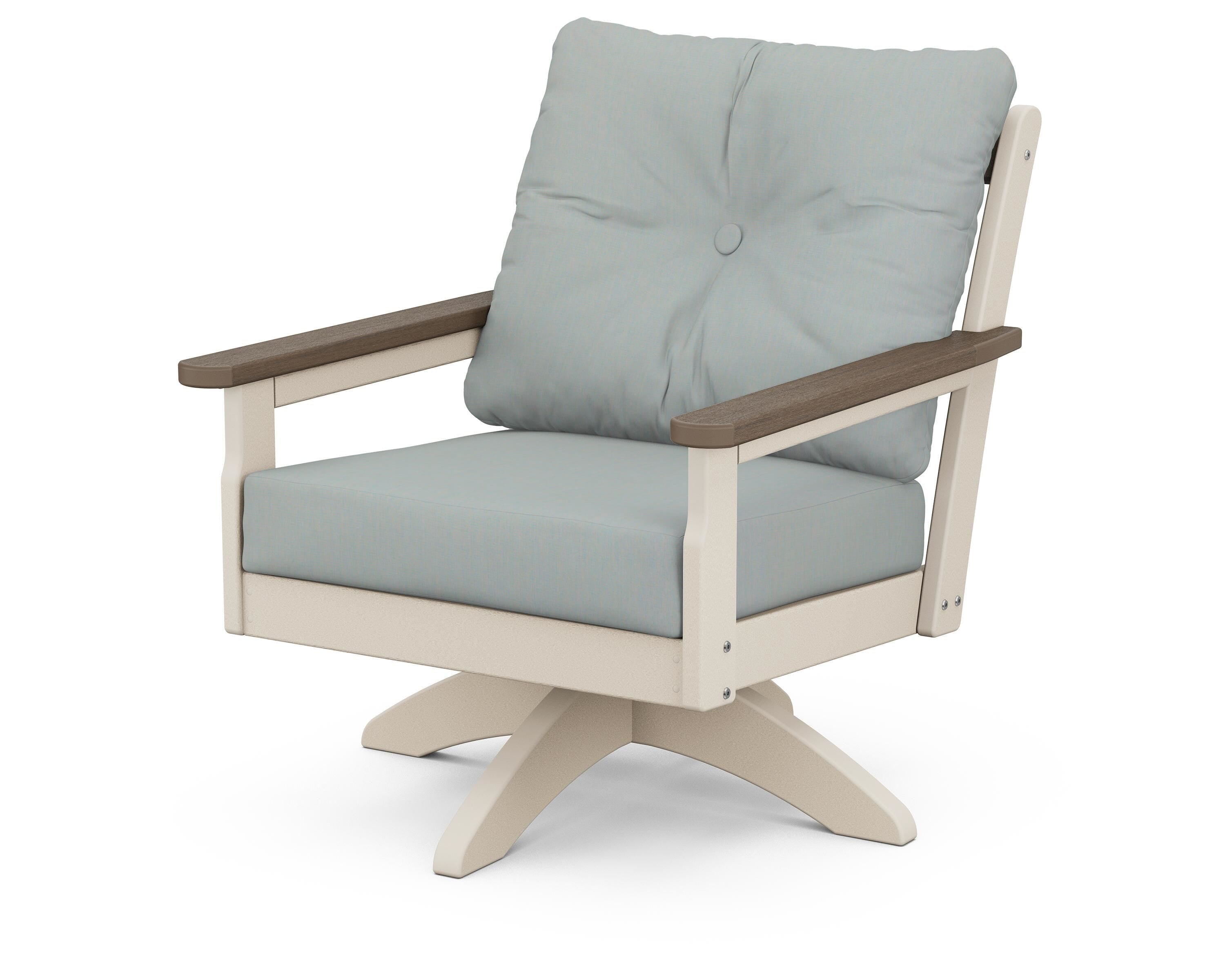 POLYWOOD® Vineyard Deep Seating Swivel Chair in Sand / Kona / Spa