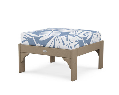 POLYWOOD¬Æ Vineyard Deep Seating Ottoman in Vintage Sahara / Leaf Sky Blue