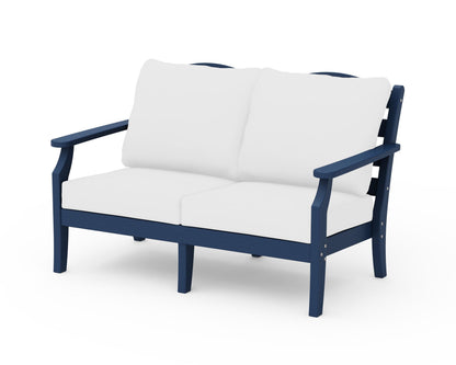 Draper James™ by  POLYWOOD® Savannah Deep Seating Loveseat in Navy / Natural