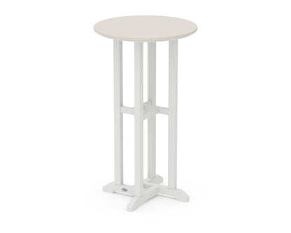 POLYWOOD® Contempo 24" Round Bar Table in White / Sand