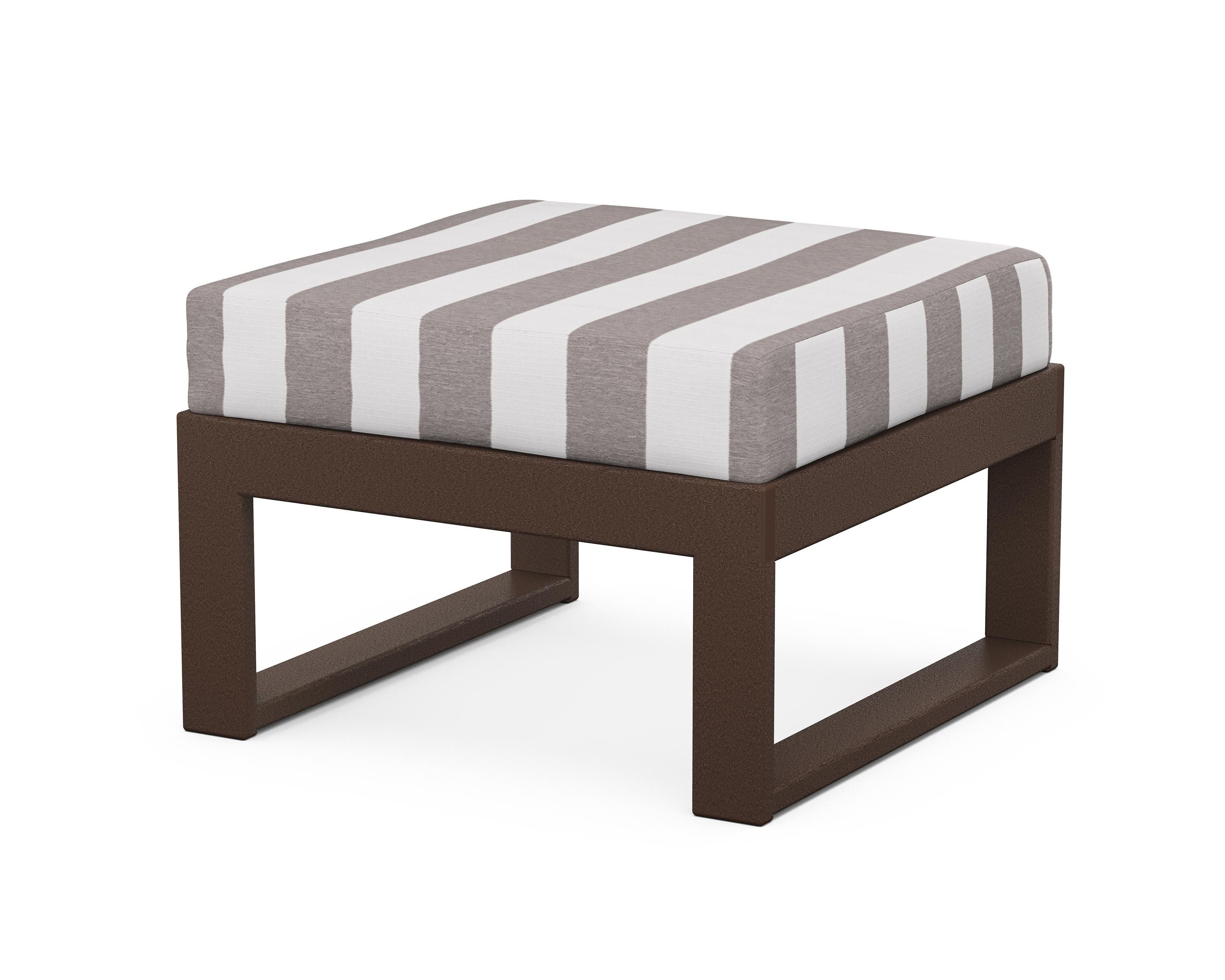 Unbranded Modular Ottoman - Modern in Mahogany / Cabana Stripe Grey Mist