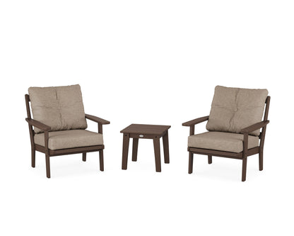 POLYWOOD® Prairie 3-Piece Deep Seating Set in Mahogany / Spiced Burlap