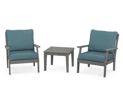 POLYWOOD® Braxton 3-Piece Deep Seating Set in Slate Grey / Ocean Teal