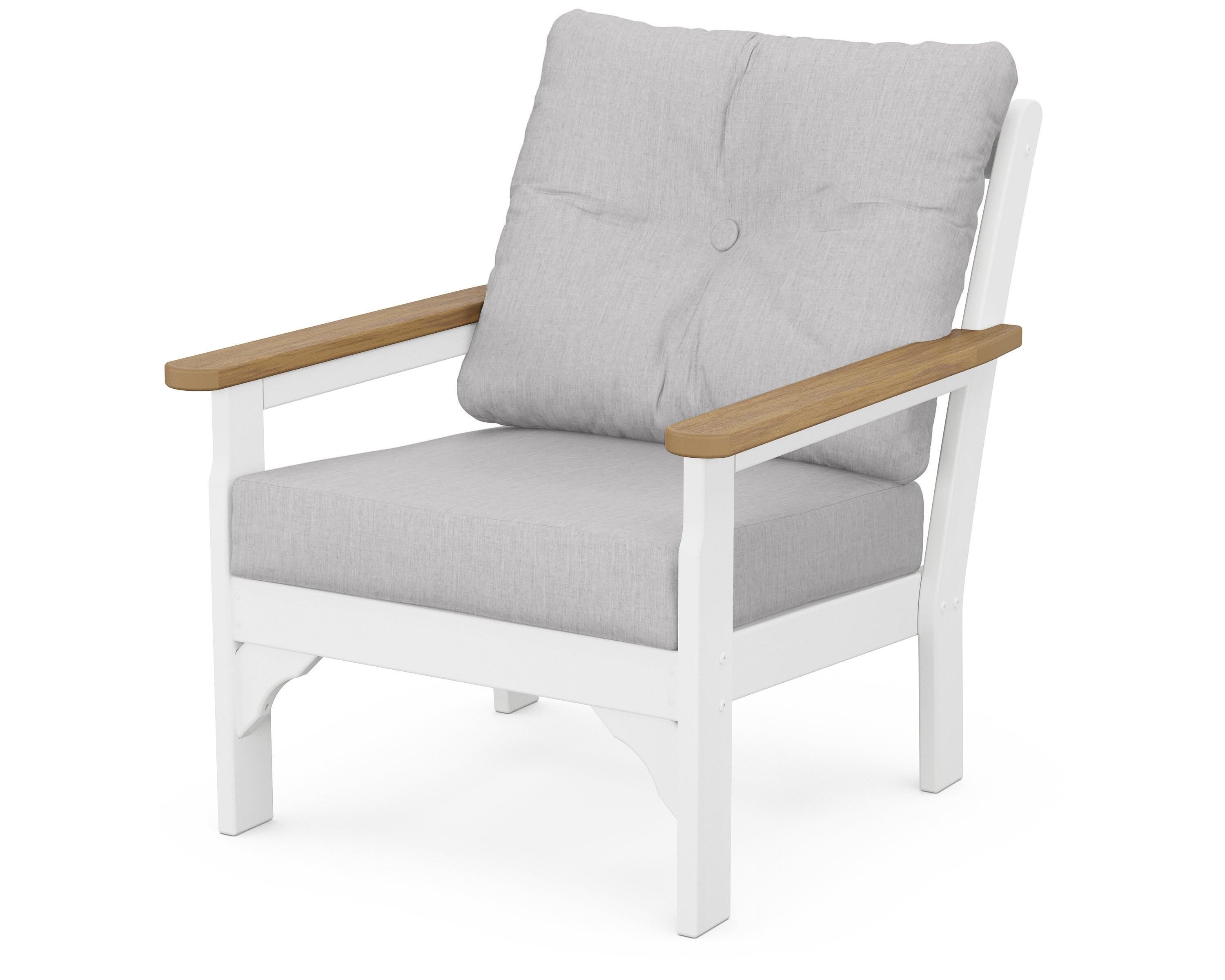 POLYWOOD® Vineyard Deep Seating Chair in White / Natural / Granite