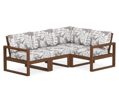 POLYWOOD® EDGE 4-Piece Modular Deep Seating Set in Teak / Leaf Grey Mist
