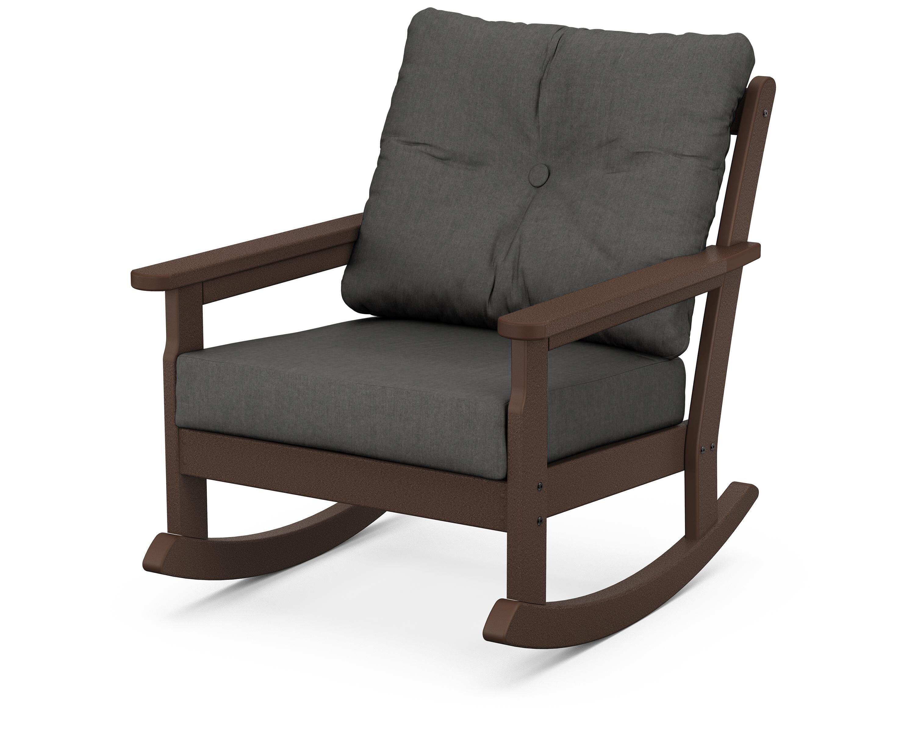 POLYWOOD® Vineyard Deep Seating Rocking Chair in Mahogany / Spectrum Carbon