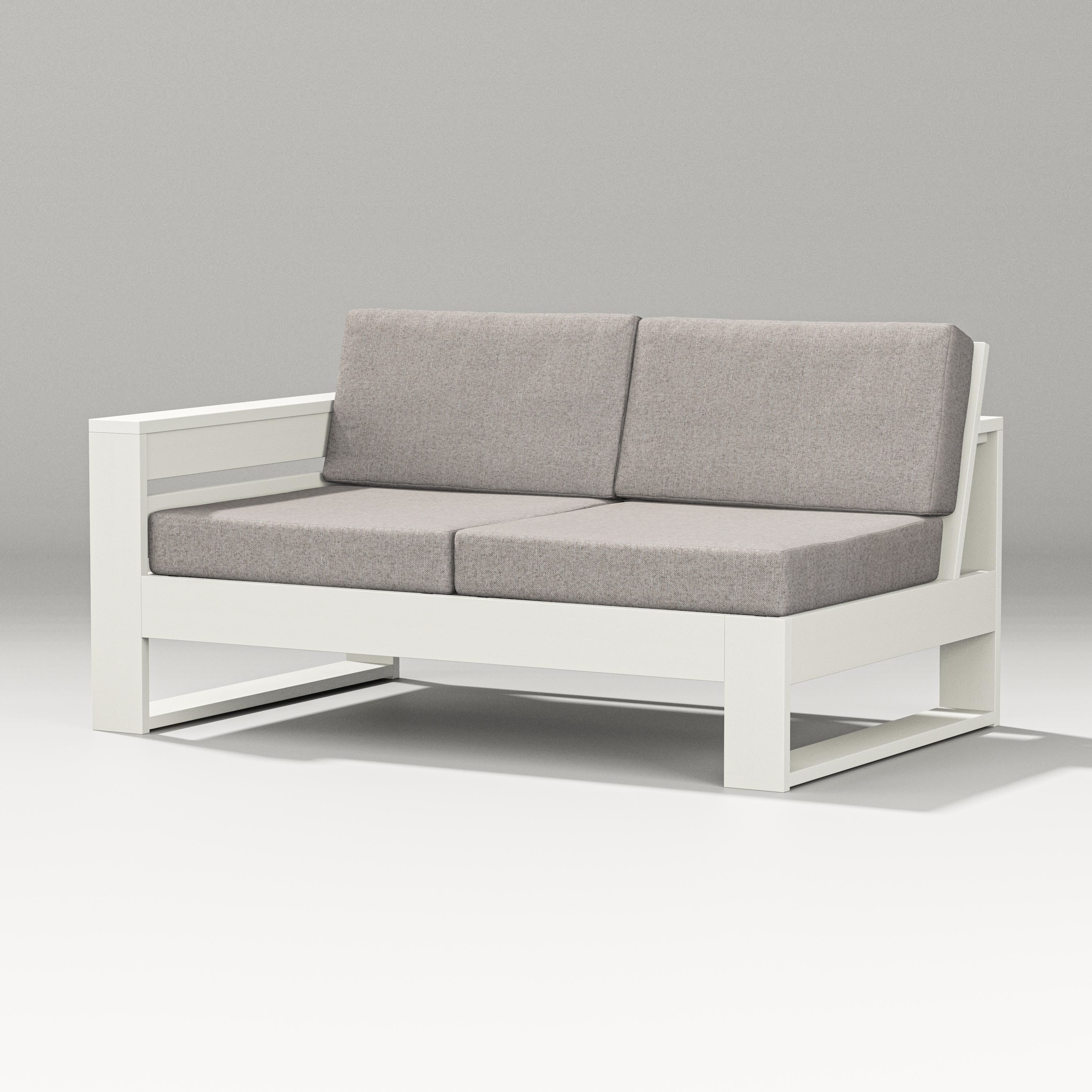 PW Designer Series Latitude Modular Left Arm Loveseat in Vintage White / Weathered Tweed