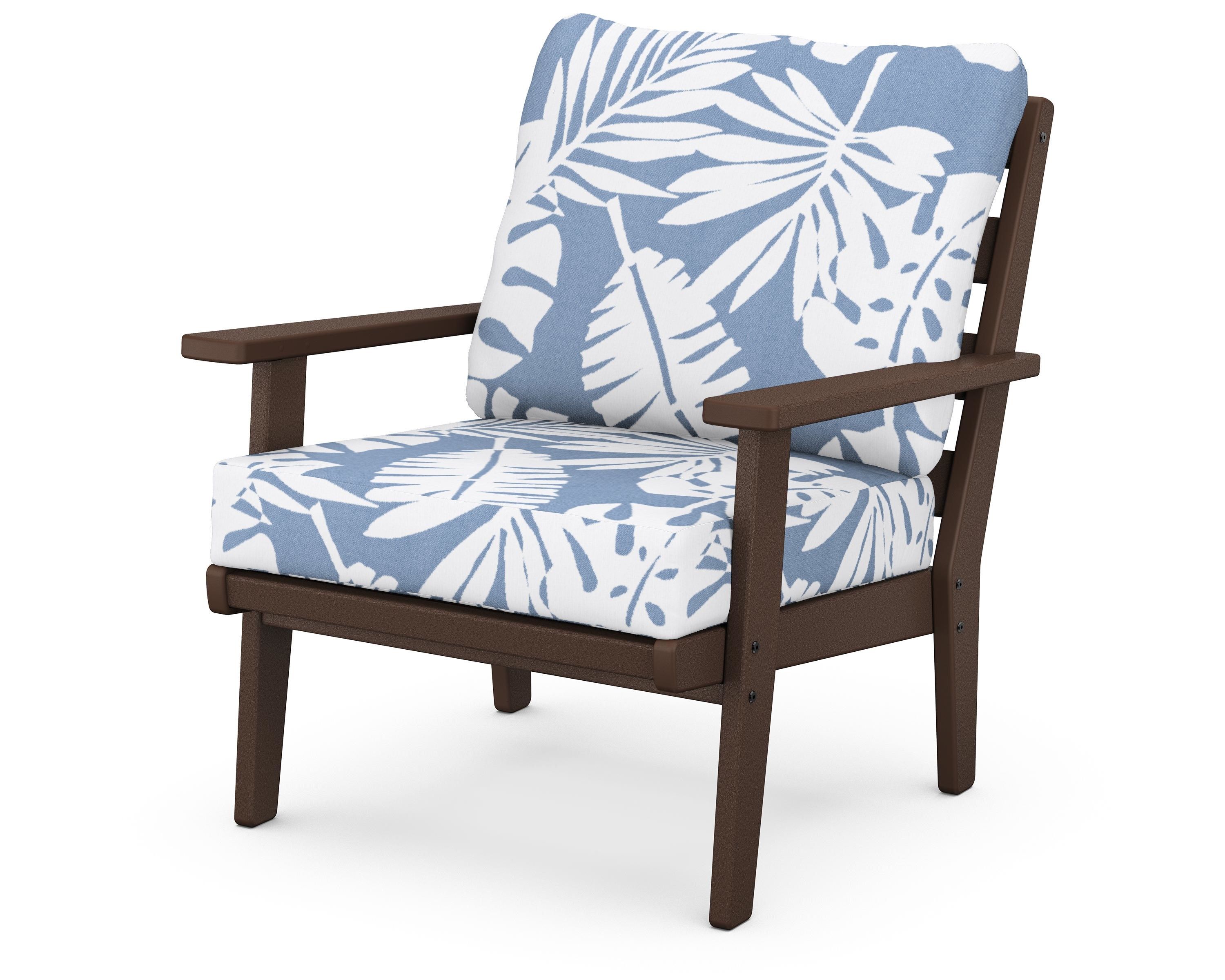 POLYWOOD® Grant Park Deep Seating Chair in Mahogany / Leaf Sky Blue