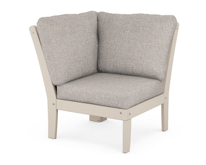POLYWOOD® Braxton Modular Corner Chair in Sand / Weathered Tweed