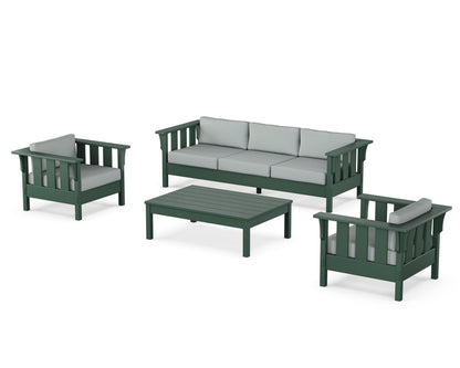 Martha Stewart by POLYWOOD® Acadia 4-Piece Deep Seating Set with Sofa in Green / Spa
