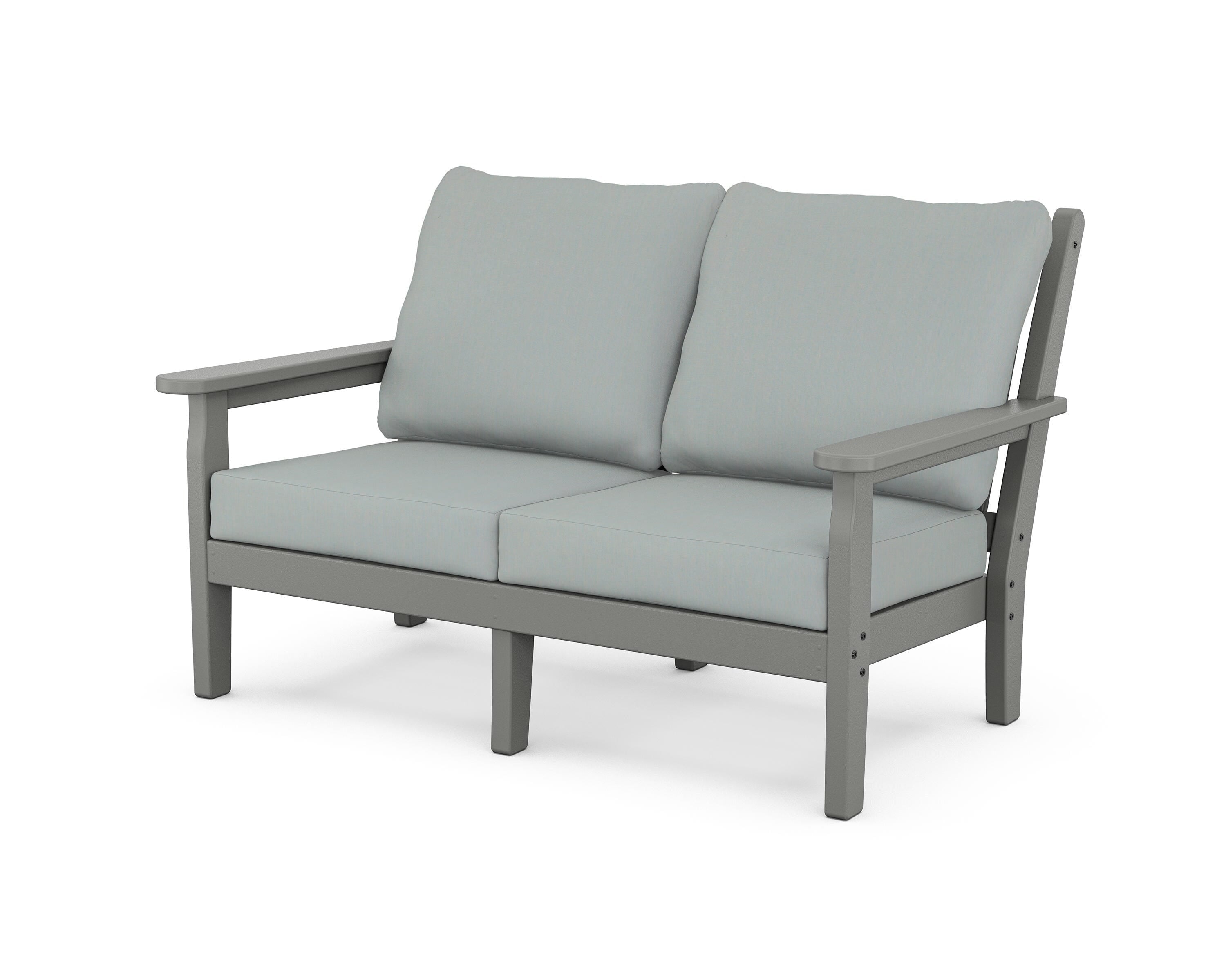 POLYWOOD® Chippendale Deep Seating Loveseat in Slate Grey / Spa